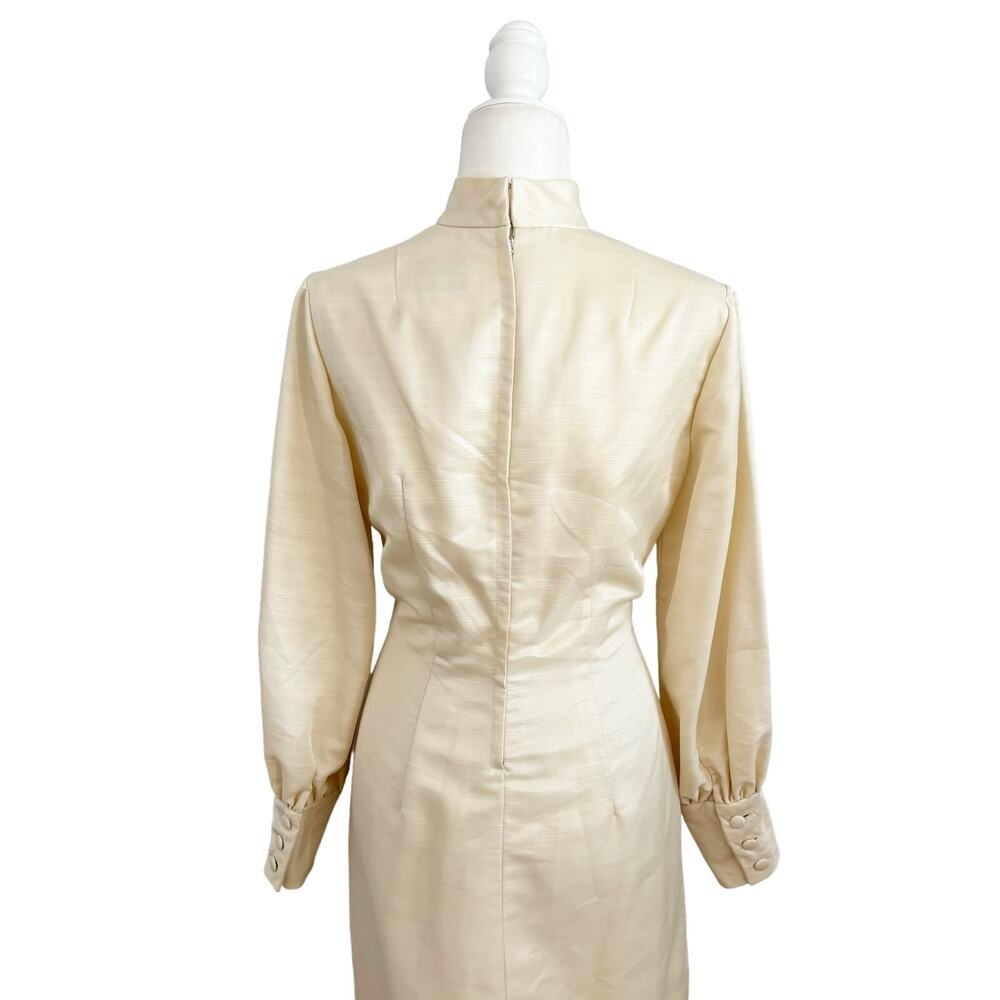 Vintage 1960s Silk Shantung Maxi Dress Gown Small Yellow - Picture 7 of 13